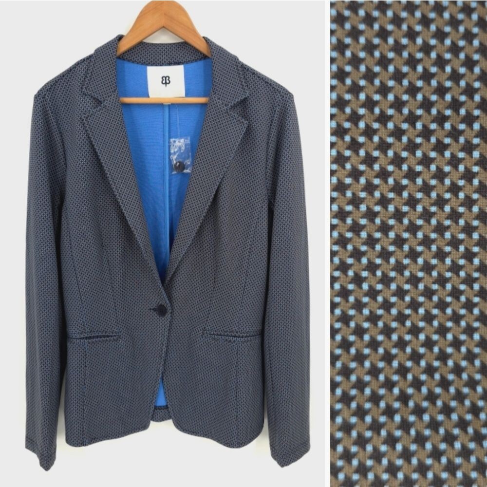 Betabrand Transcendent Ponte Knit Blazer Single Button Geometric Medium Stretchy